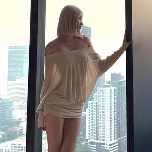 Off Mini Shoulder Bodycon Dress Loose 度假风露肩宽松包臀短裙
