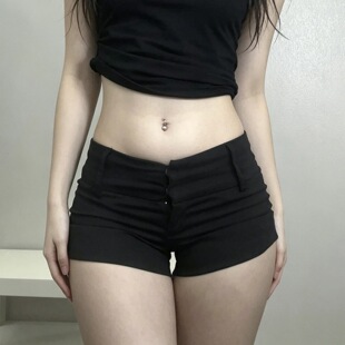 Slimming black hot pants新品欧美暗黑风辣妹街头时尚低腰短裤女