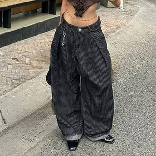 秋季美式复古水洗条纹弯刀牛仔裤