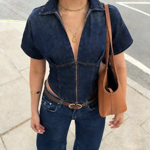 Zip Neck 不规则拉链V领短袖 Sleeve Asymmetric Short Tee T恤