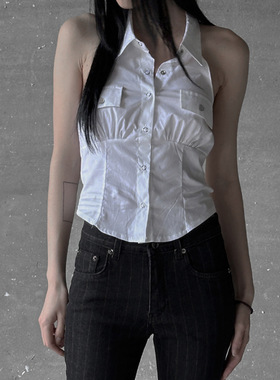 夏季法式露背无袖衬衫 French Backless Sleeveless Shirt