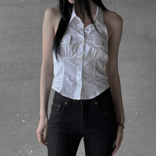 衬衫 露背无袖 French Backless Shirt 夏季 Sleeveless 法式