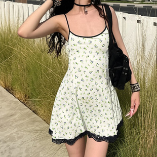 Backless Cinched Dress Shoulder 碎花一字领收腰露背裙Floral