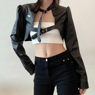 Faux Metal Leather Jacket Buckle Moto 2026秋冬金属扣皮革外套