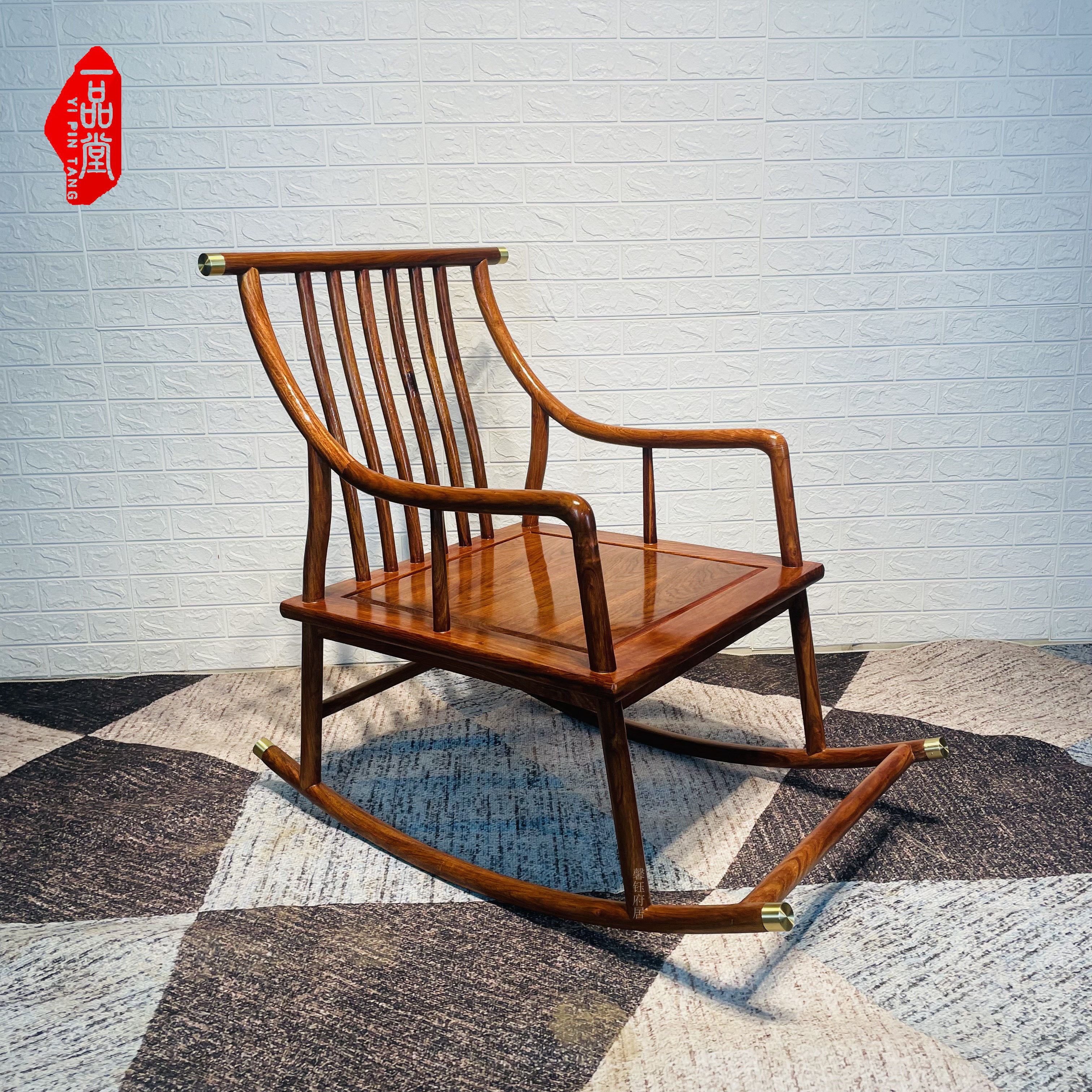 红木摇椅刺猬紫檀实木家具花梨木休闲老人躺椅新中式阳台逍遥椅