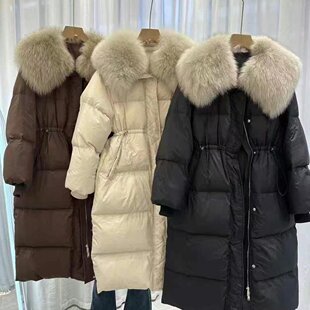 韩国狐狸毛羽绒棉服女中长款2026冬季新款收腰显瘦过膝加厚外套