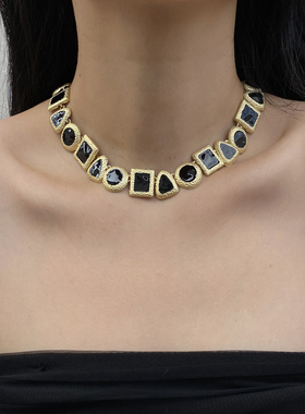 金属女几何不规则项链毛衣链