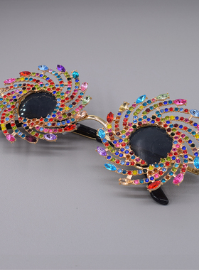 复古轻奢镶钻花朵大框遮阳墨镜