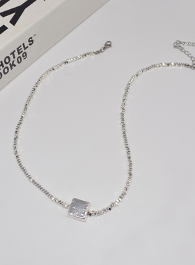 小众个性碎银几两项链菱形方块女