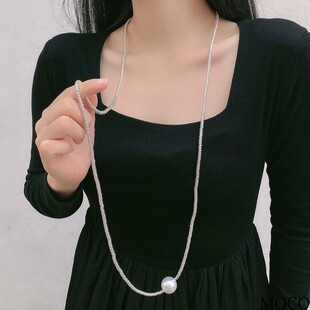 金属夸张超长款项链女潮秋冬高级感珍珠吊坠毛衣链气质小众卫衣链