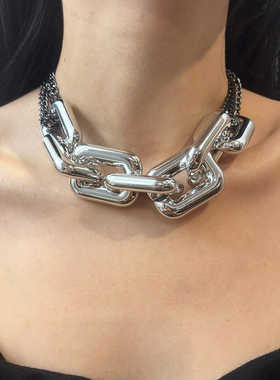 欧美轻奢夸张重工粗链条拼接项链女潮酷气质设计感颈链感锁骨链