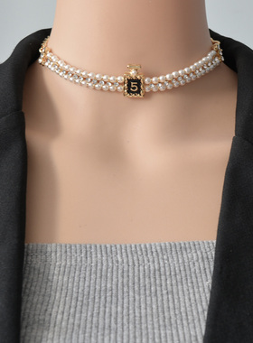 欧美小香风复古项链女珍珠