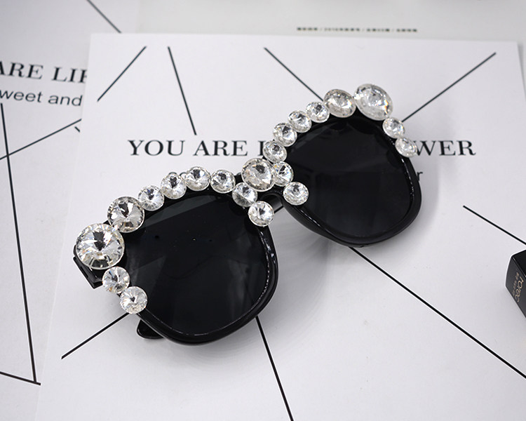 2020欧美潮牌手工个性夸张水钻花边太阳眼镜 水晶镶钻大框墨镜女