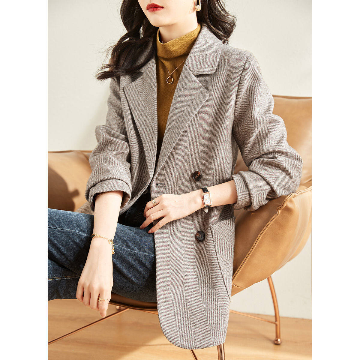 羊毛西装外套女秋冬新款时尚加棉加厚百搭高级感休闲通勤西服上衣