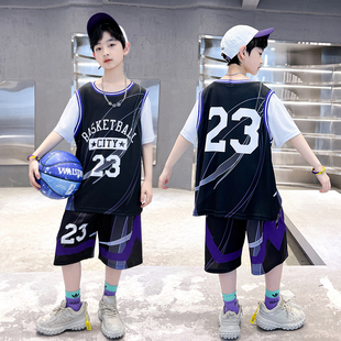 速干23号球衣短袖 薄款 运动队服中大童 儿童速干夏季 男童篮球服套装