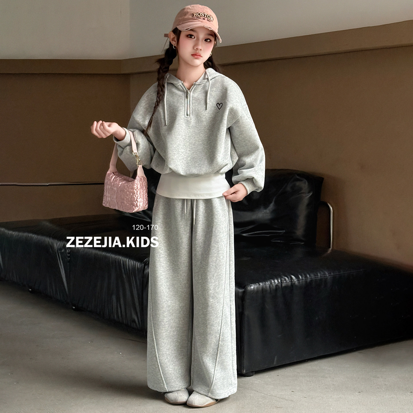女童春秋假两件连帽卫衣两件套