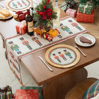 Woven circular placemat with British style dining table mat