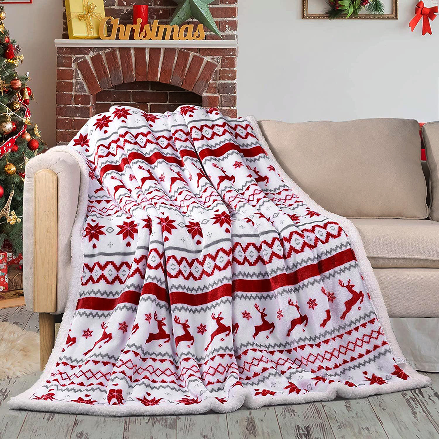 Christmas double-layer flannel blanket, sofa cover blanket