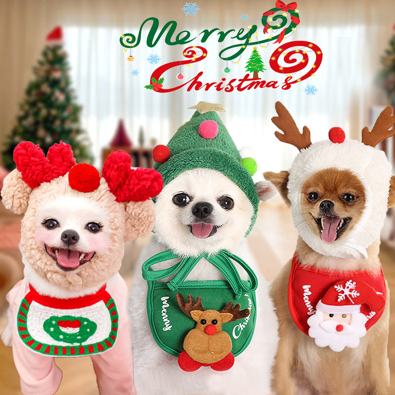 Dogs, cats, pets, Christmas hats, drool bibs, bibs宠物圣诞帽