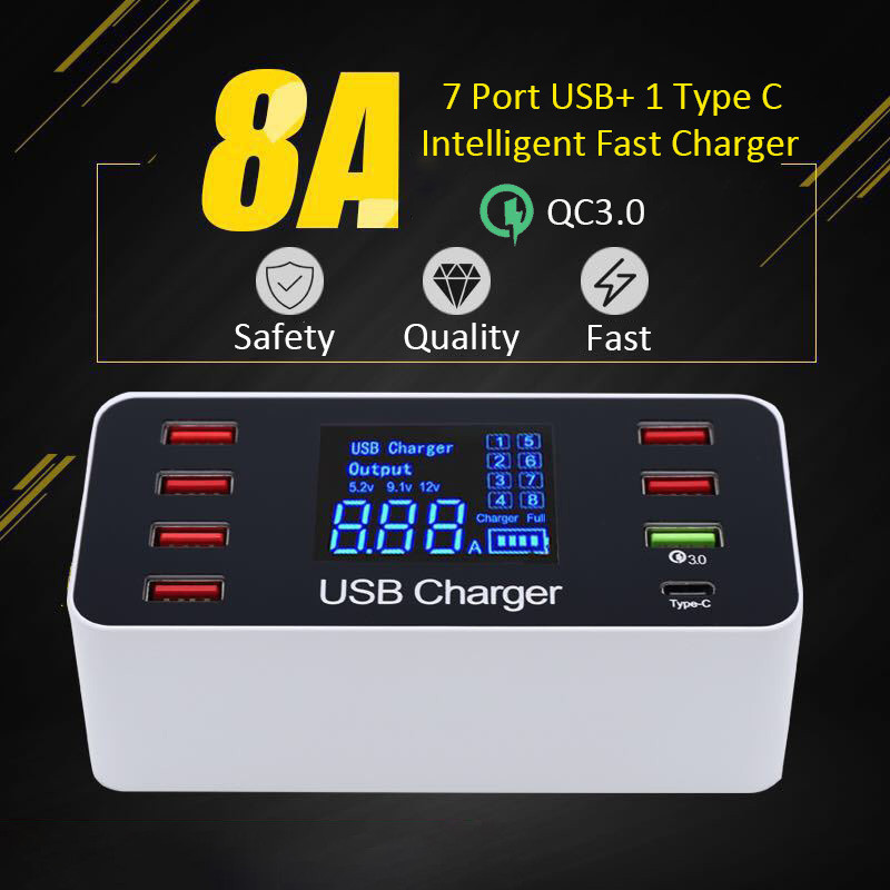 8 Port Multi Fast Usb Charger Quick Charge 3.0 Multiple Usb
