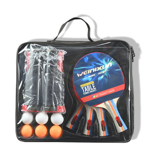 Table tennis racket set with 4 beats and 6 balls, extendable