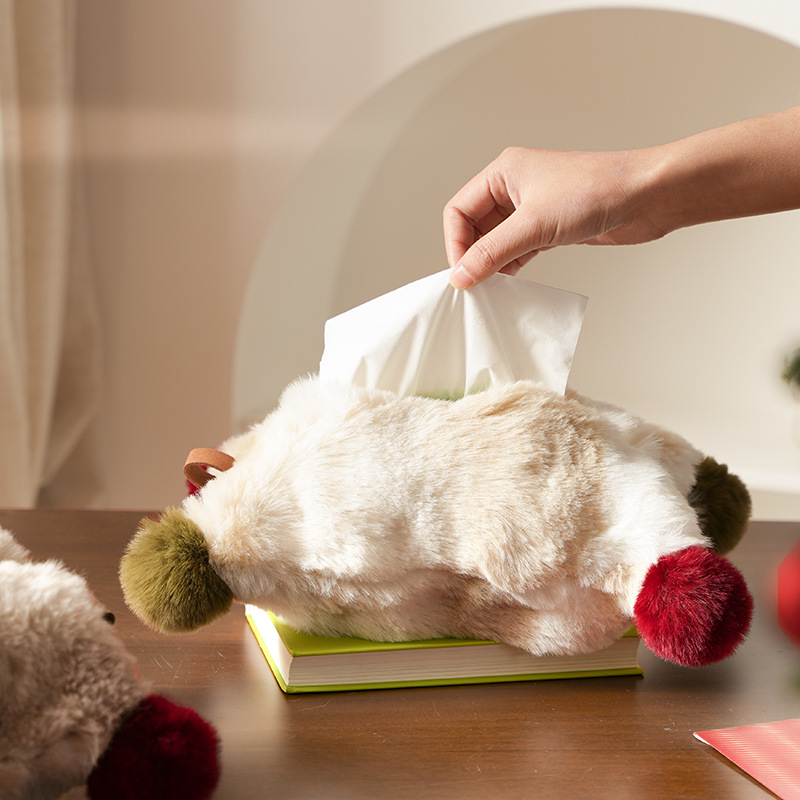 Christmas atmosphere, winter plush tissue bag圣诞毛绒纸巾袋