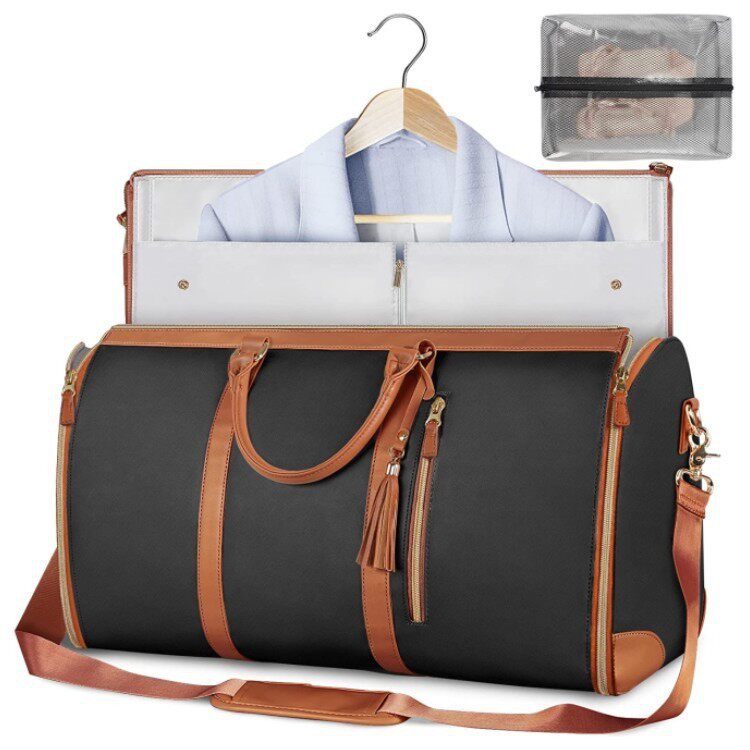 Leather folding suit bag multifunctional travel luggage bag