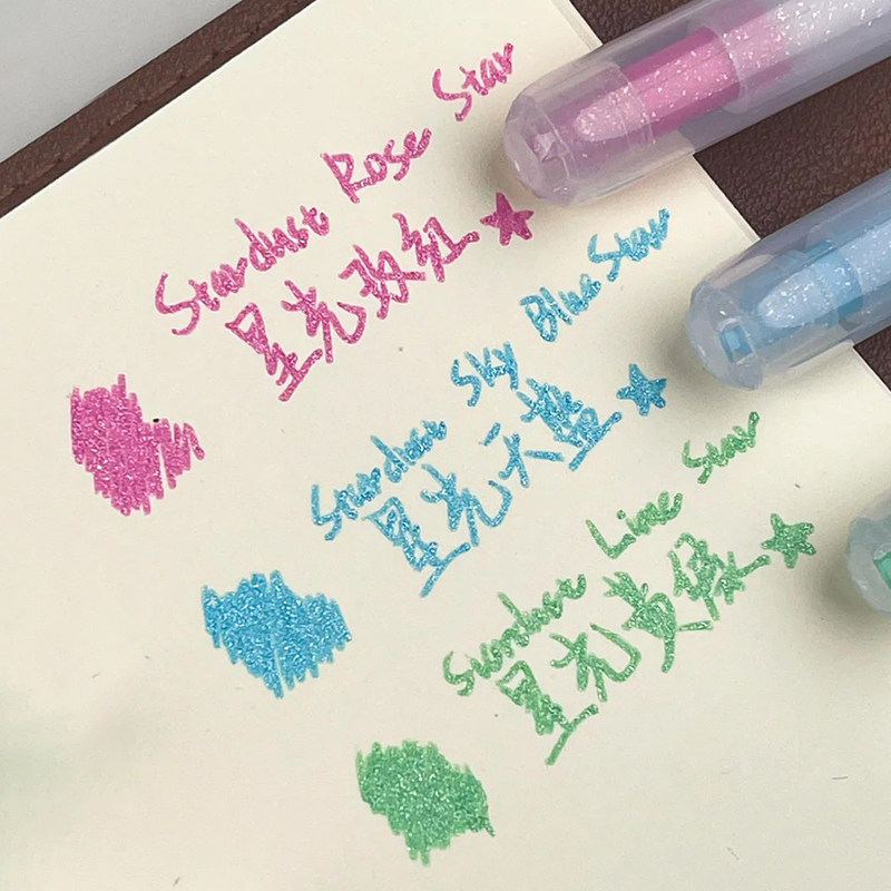 日本樱花星光系列动彩笔按动中性笔高光笔diy装饰笔手账笔标记绘画笔彩色笔做笔记专用手绘彩笔图片