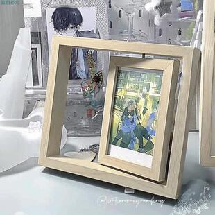 实木旋转亚克力相框摆台件高级感diy空框拍立得6寸2025年新款