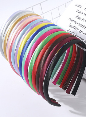 奇阅欧美跨境1cm糖果色包布发箍 DIY材料发饰配件色丁细发箍B72