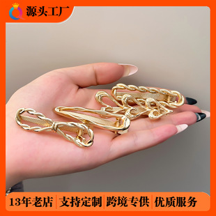 奇阅跨境液态金属发夹女气质侧边夹高颜值发卡鸭嘴夹子发饰品批发