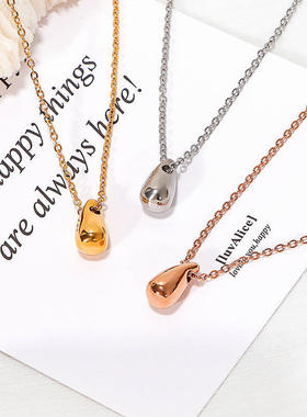 新款韩版时尚女神之泪水滴雨滴项链轻奢闺蜜学生钛钢锁骨链女生