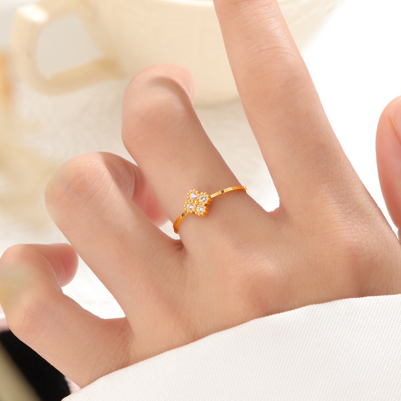 幸运四叶草闪钻戒指22