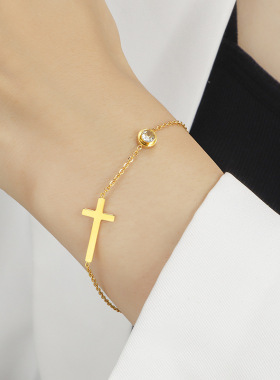 钛钢单钻锆石手链女12