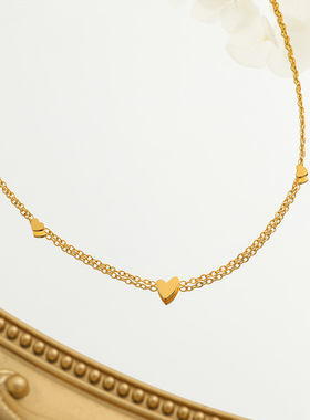 欧美新款极简小爱心钛钢项链