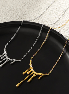 新款金色水滴熔岩项链