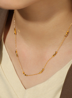 2025新款钛钢碎银方块项链高级感轻奢气质叠戴锁骨项链时尚ins风