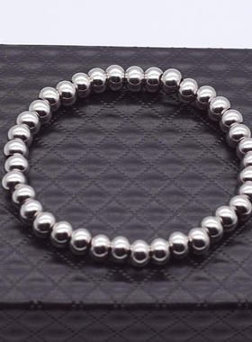 跨境爆款配饰欧美个性银色不锈钢圆珠手链 4mm/6mm钢珠子