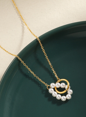 法式简约珍珠项链4435