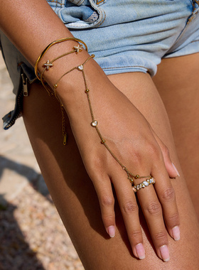 欧美跨境钛钢锆石手链小众轻奢套装首饰爆款饰品女高级感百搭配饰