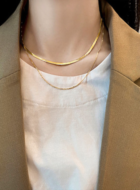 欧美简约双层蛇骨项链