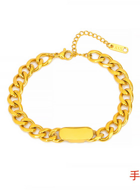 欧美嘻哈钛钢手链男女情侣款古巴