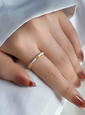 时尚镶钻滴胶戒指轻奢小精致个性镀18k金日韩冷淡风ins潮女饰品
