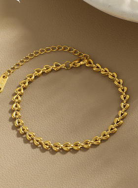 欧美时尚通勤镂空爱心手链轻奢精致手饰夏天百搭链条个性手链