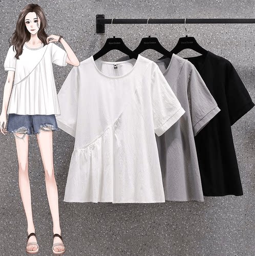 孕妇装夏季棉麻上衣短袖大码T恤