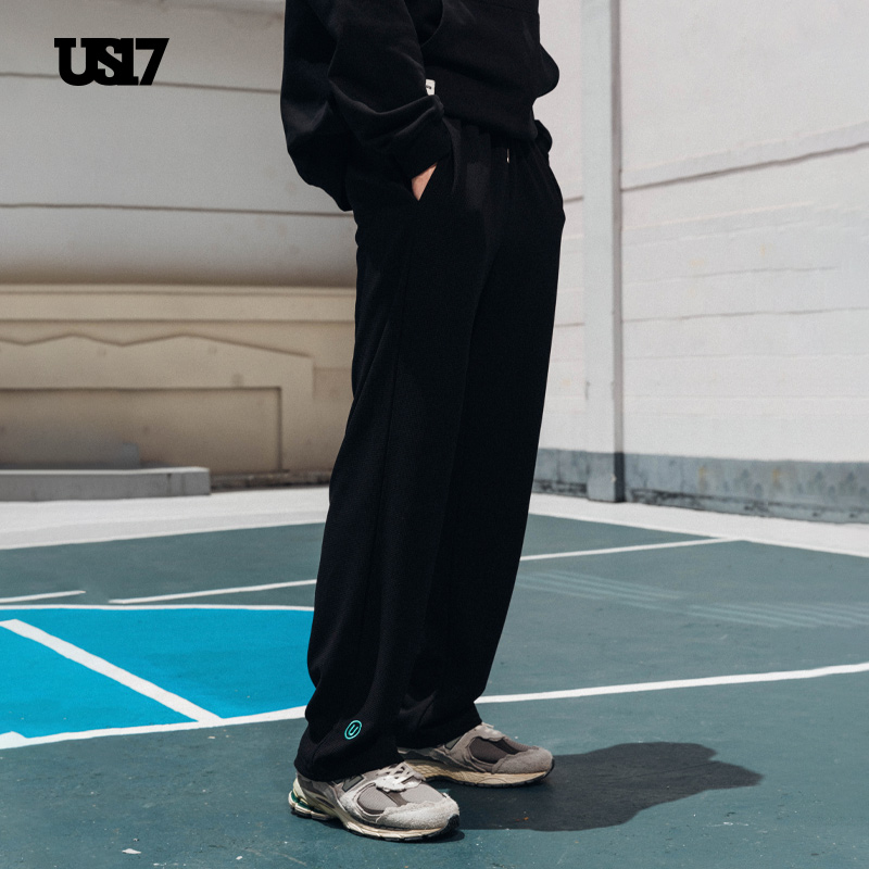 US17易建联同款华夫格透气直筒裤