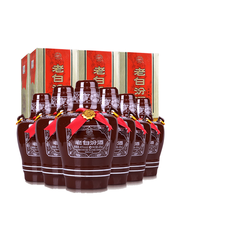 汾酒45度老白汾（10）475ML*6瓶礼盒整箱装山西清香型国产白酒