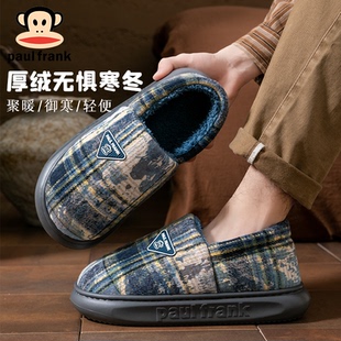 大嘴猴2026新款格子棉拖鞋厚底男女情侣厚底防滑保暖居家毛绒棉鞋