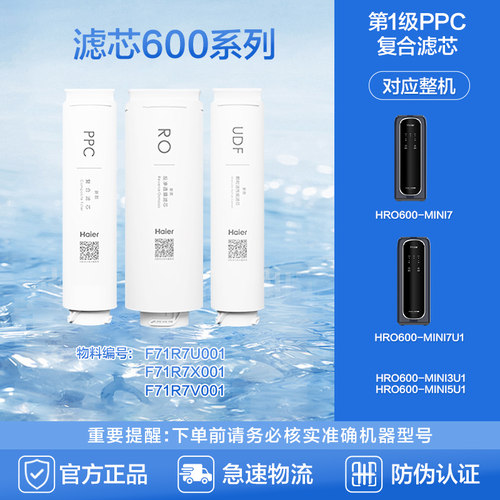 海尔HRO600-mini3/mini5/mini7PPC复合RO反渗透UDF颗粒活性炭滤芯