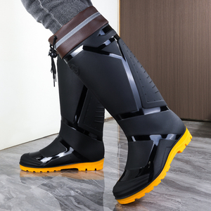 军登高筒防水防滑雨靴男大码
